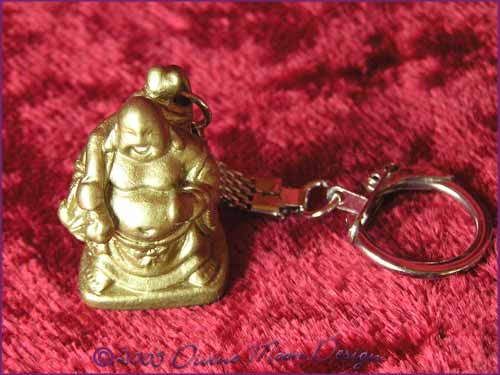 FENG SHUI Laughing Buddha of Prosperity Key Ring GOLD (C)