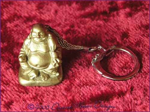 FENG SHUI Laughing Buddha of Prosperity Key Ring GOLD (F)