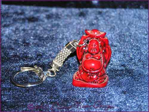 FENG SHUI Laughing Buddha of Prosperity Key Ring RED (B)